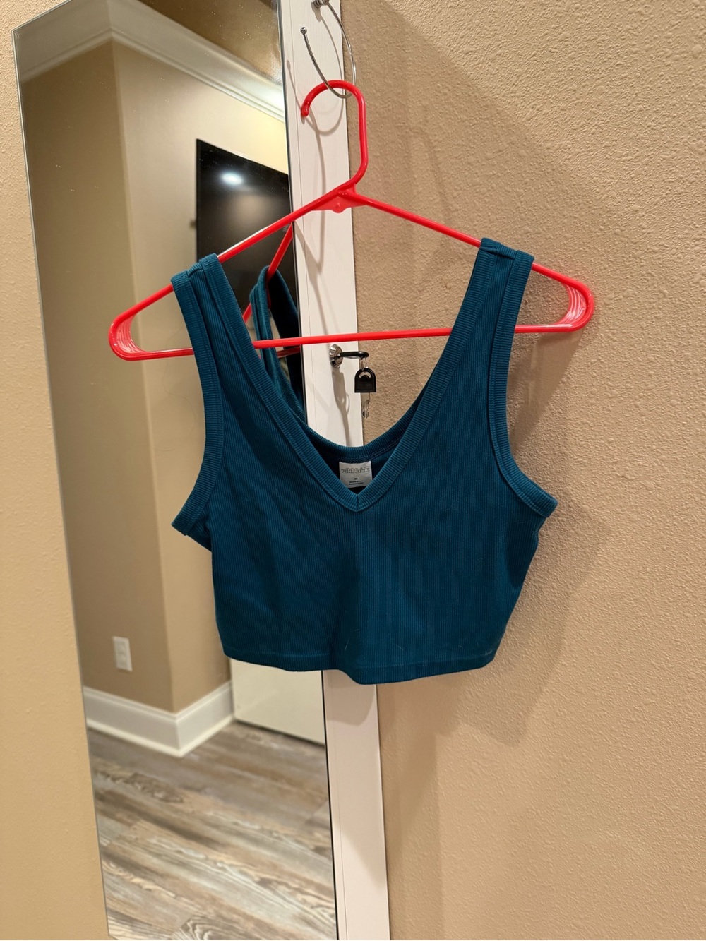 wild fable Teal Ribbed V-Neck Crop Top